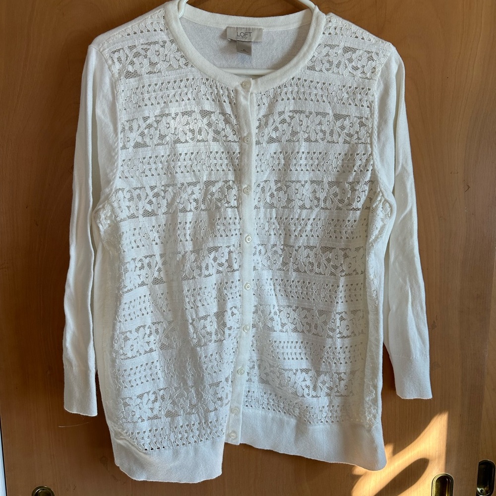 Loft sweater with lace front.